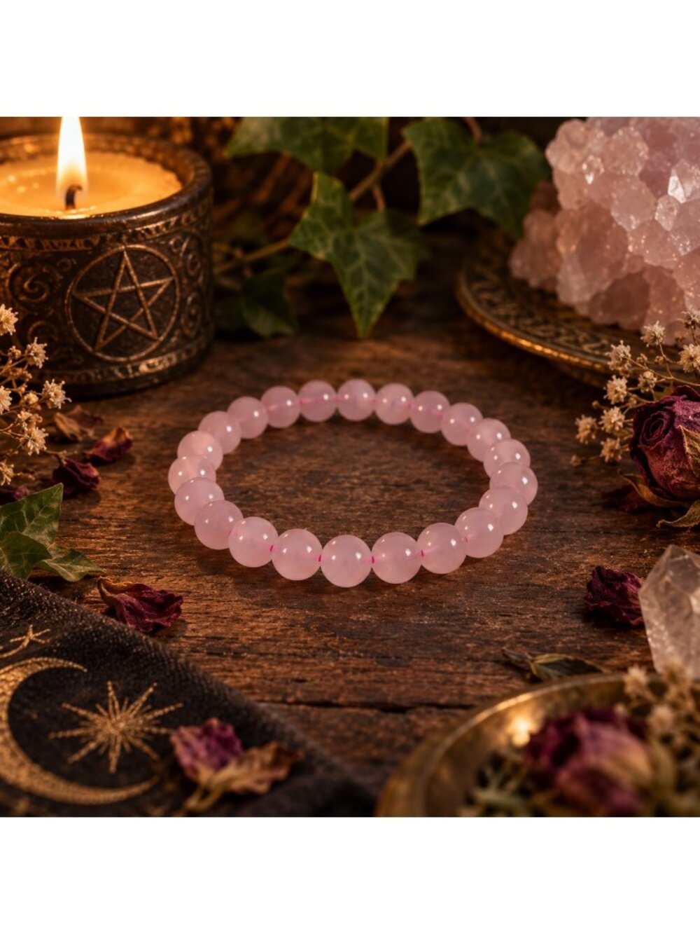 Natural Rose Quartz Crystal 8mm Stretch Bracelet